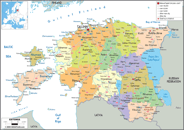 Estonia Political Wall Map