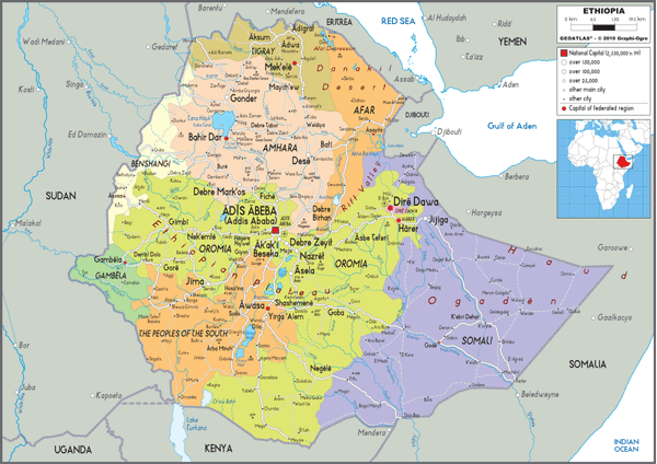 Ethiopia Political Wall Map