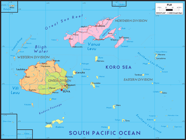 Fiji Political Wall Map