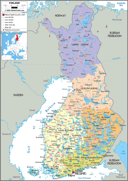 Finland Political Wall Map