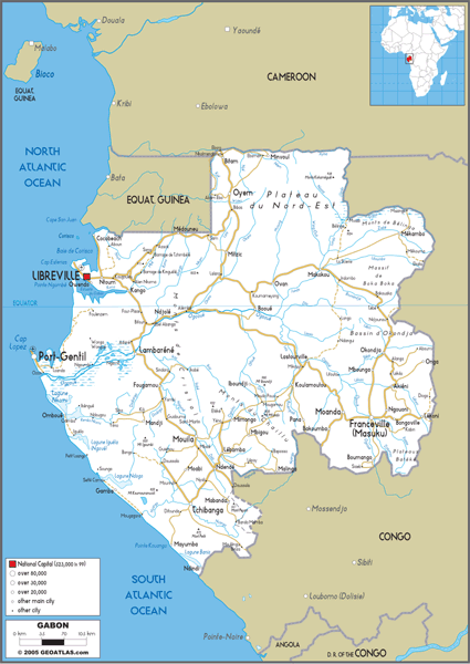 Gabon Road Wall Map