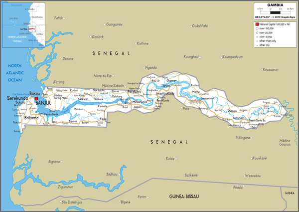 Gambia Road Wall Map