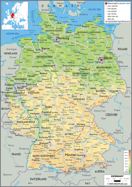 Germany Physical Wall Map