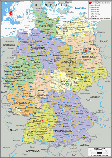 Germany Political Wall Map