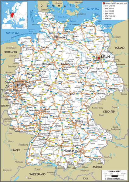 Germany Road Wall Map