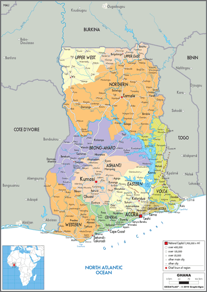 Ghana Political Wall Map