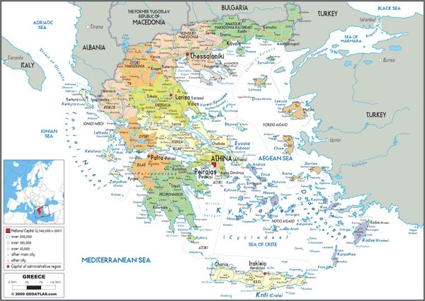 Greece Political Wall Map