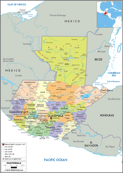 Guatemala Political Wall Map