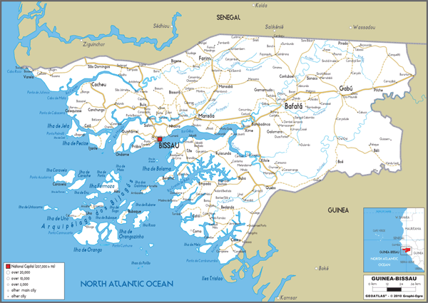 Guinea Bissau Road Wall Map