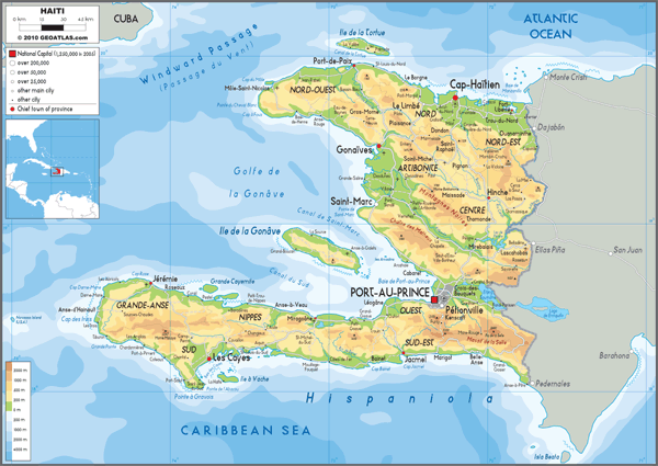 Haiti Physical Wall Map