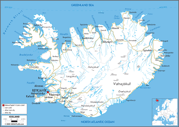 Iceland Road Wall Map