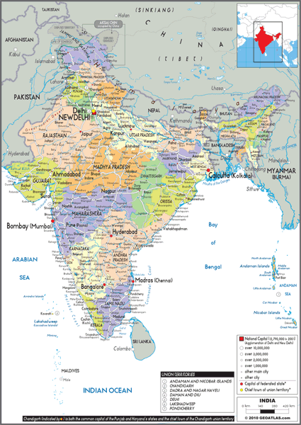 India Political Wall Map