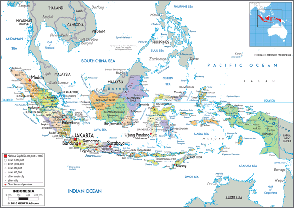Indonesia Political Wall Map