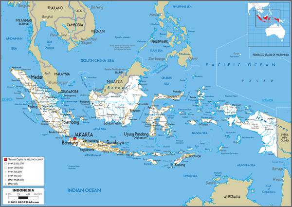 Indonesia Road Wall Map