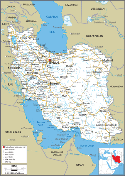Iran Road Wall Map