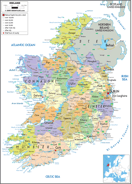 Ireland Political Wall Map