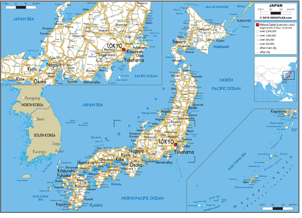 Japan Road Wall Map