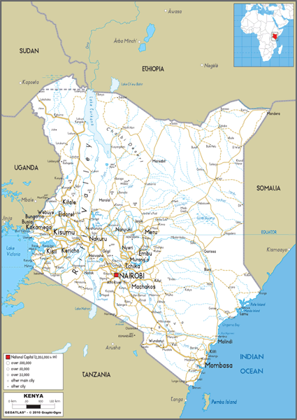 Kenya Road Wall Map by GraphiOgre - MapSales