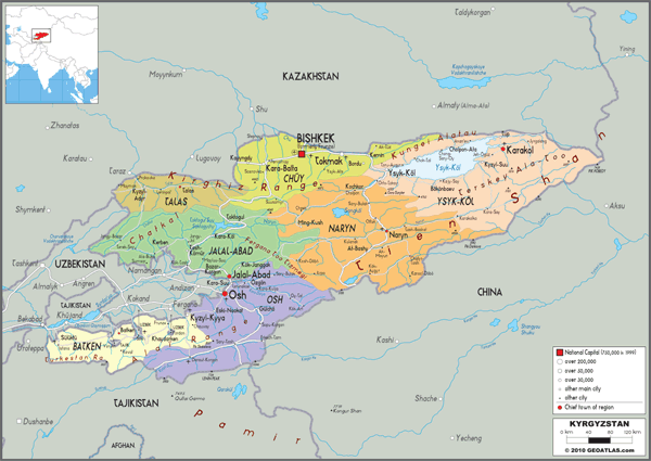 Kyrgyzstan Political Wall Map