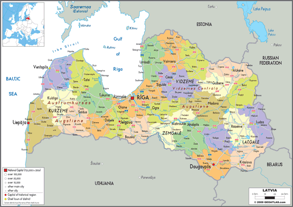 Latvia Political Wall Map