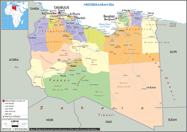 Libya Political Wall Map