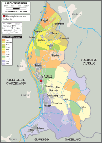 Liechtenstein Political Wall Map