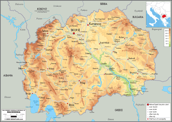 Macedonia Physical Wall Map