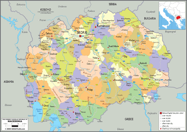 Macedonia Political Wall Map