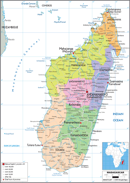 Madagascar Political Wall Map