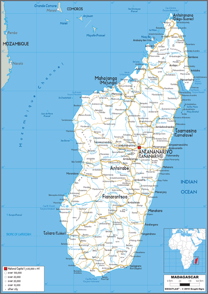 Madagascar Road Wall Map