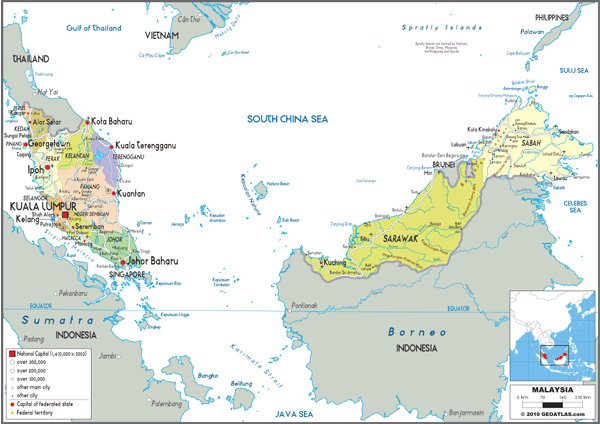 Malaysia Political Wall Map By Graphiogre