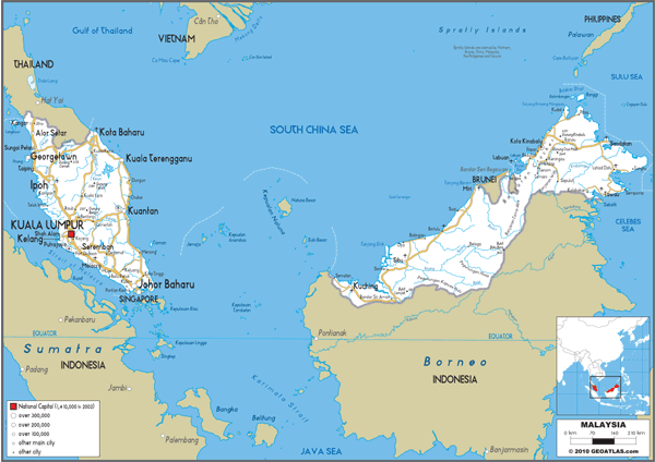 Malaysia Road Wall Map