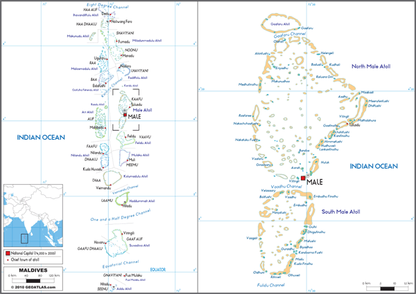 Maldives Political Wall Map