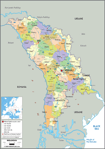 Moldova Political Wall Map