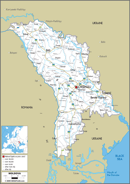 Moldova Road Wall Map