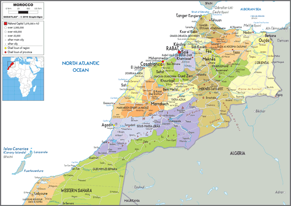 Morocco Political Wall Map