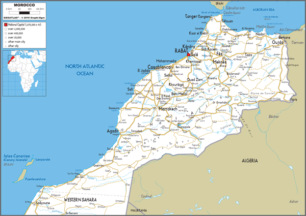 Morocco Road Wall Map