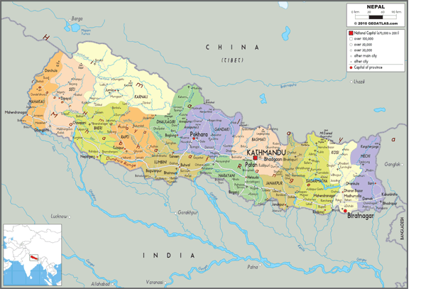 Nepal Political Wall Map