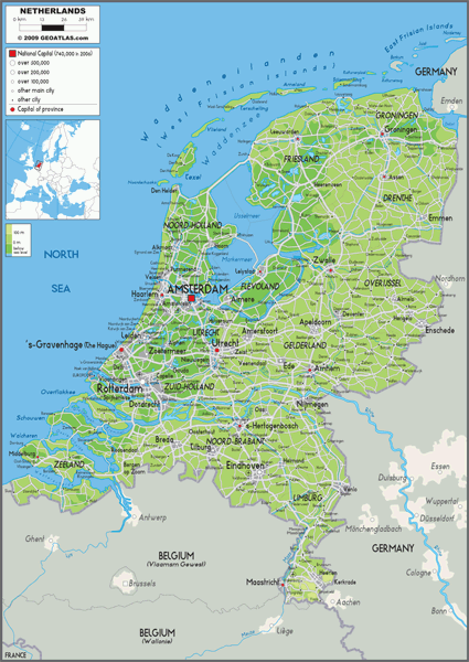 Netherlands Physical Wall Map