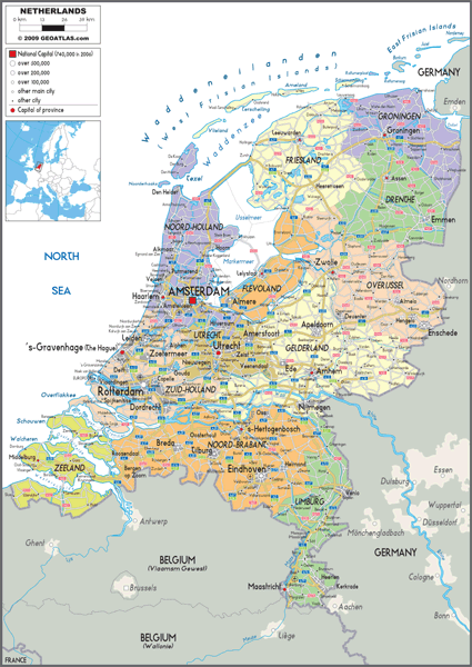 Netherlands Political Wall Map