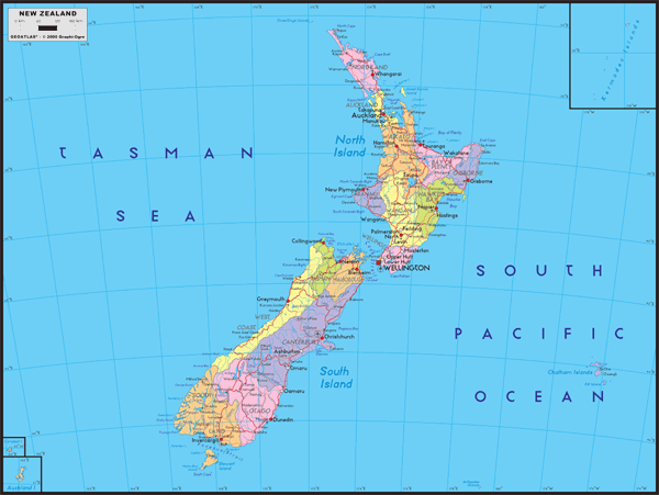 New Zealand Political Wall Map