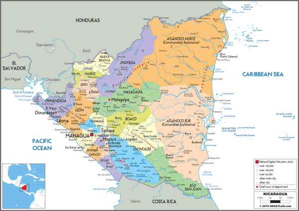 Nicaragua Political Wall Map