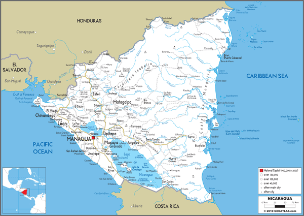 Nicaragua Road Wall Map