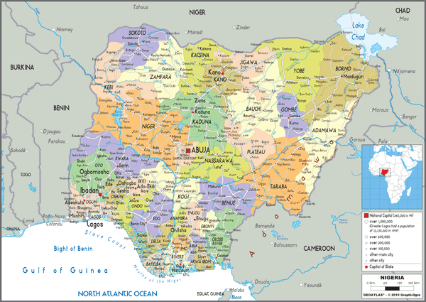 Nigeria Political Wall Map