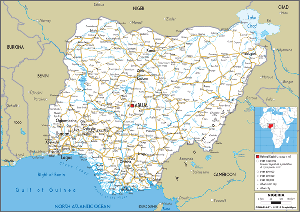 Nigeria Road Wall Map