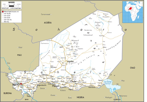 Niger Road Wall Map