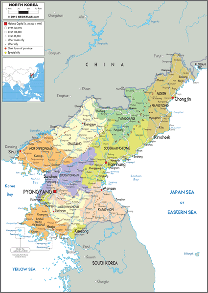 North Korea Political Wall Map