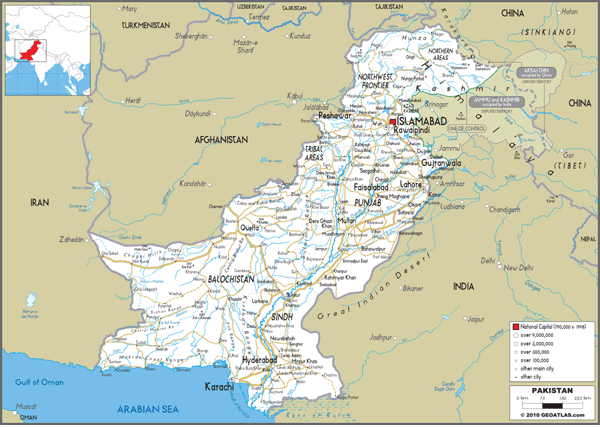 Pakistan Road Wall Map