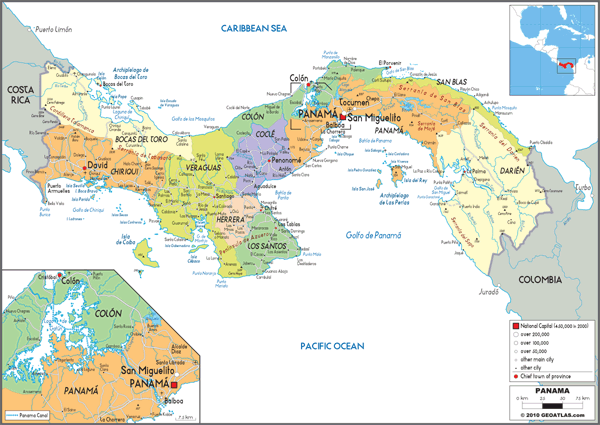 Panama Political Wall Map