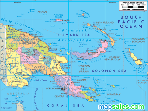 Papua New Guinea Political Wall Map